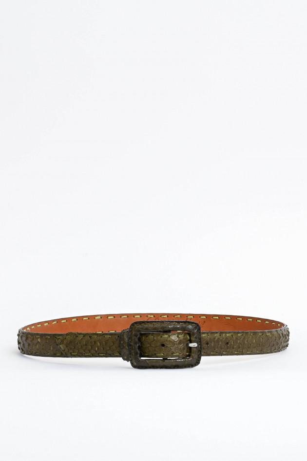 Reptile's House Gürtel PITONE aus Python-Leder in Khaki