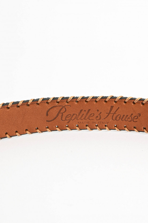 Reptile's House Ledergürtel mit Ziernähten in Bronze
