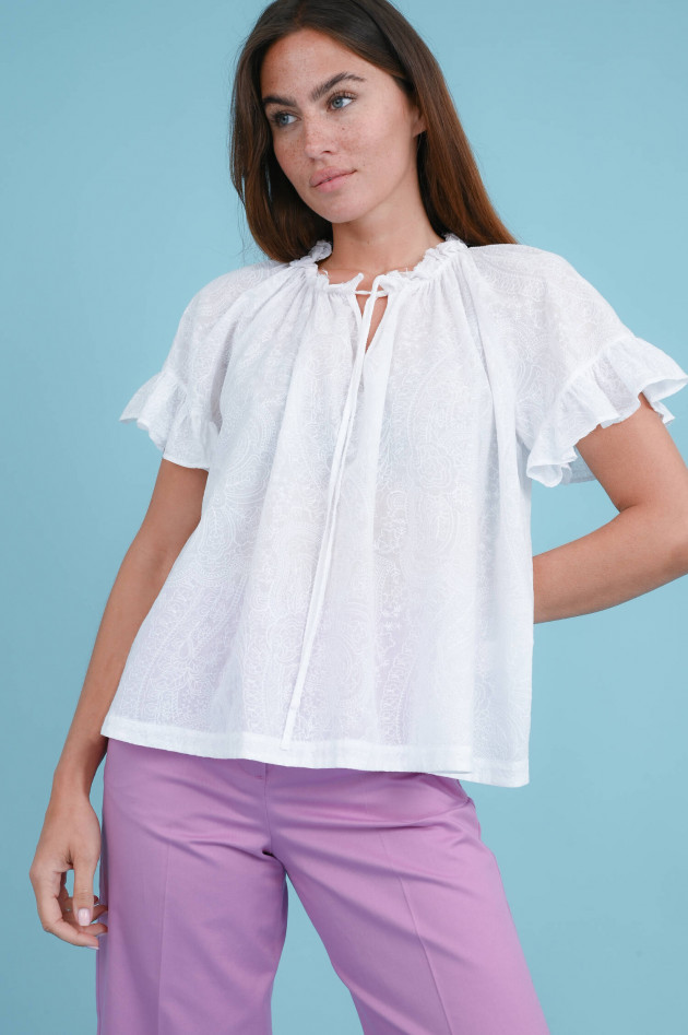 Robert Friedman Bluse BEA mit Allover Stickerei in Weiß