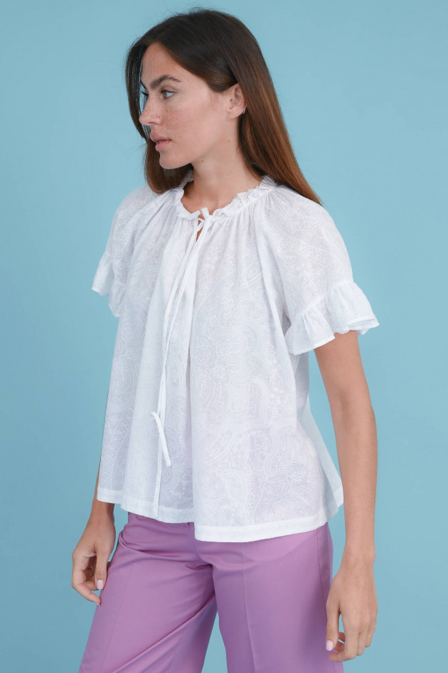 Robert Friedman Bluse BEA mit Allover Stickerei in Weiß