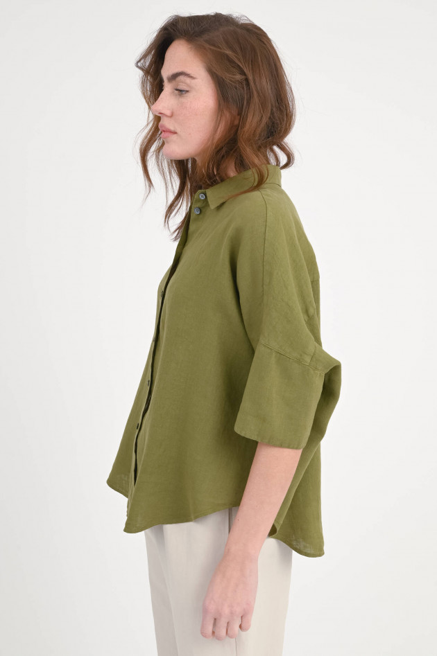 Robert Friedman Oversize-Leinen Bluse in hellem Oliv