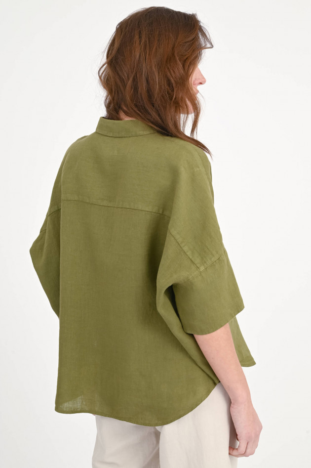Robert Friedman Oversize-Leinen Bluse in hellem Oliv