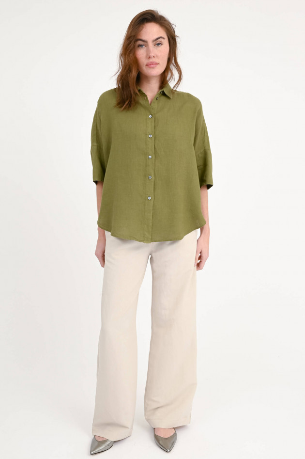 Robert Friedman Oversize-Leinen Bluse in hellem Oliv