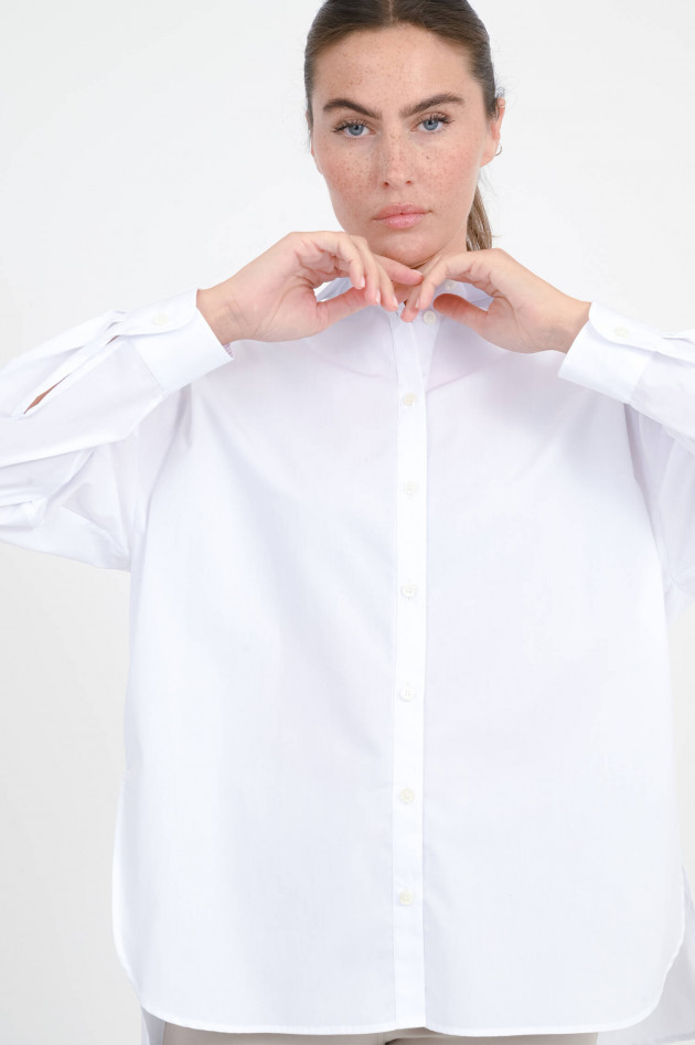 Robert Friedman Baumwoll-Bluse mit Seitenschlitzen in Weiß
