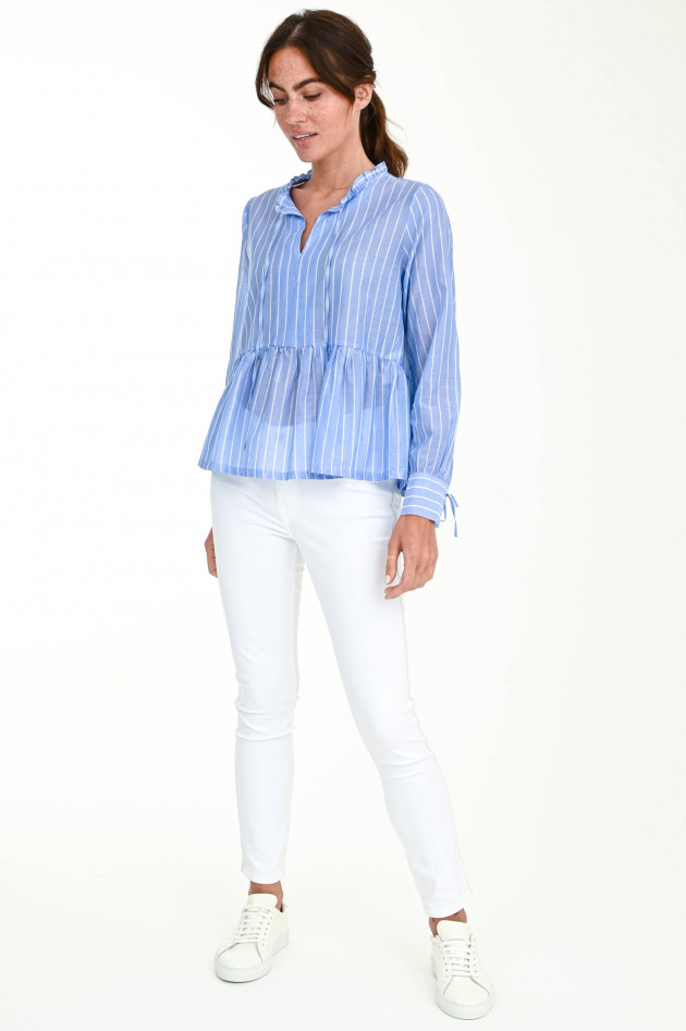 Robert Friedman Bluse AMELIE in Hellblau/Weiß