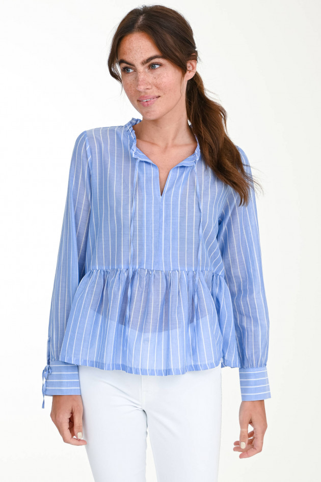 Robert Friedman Bluse AMELIE in Hellblau/Weiß