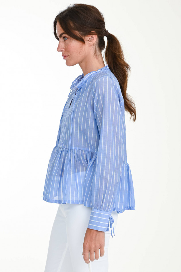 Robert Friedman Bluse AMELIE in Hellblau/Weiß