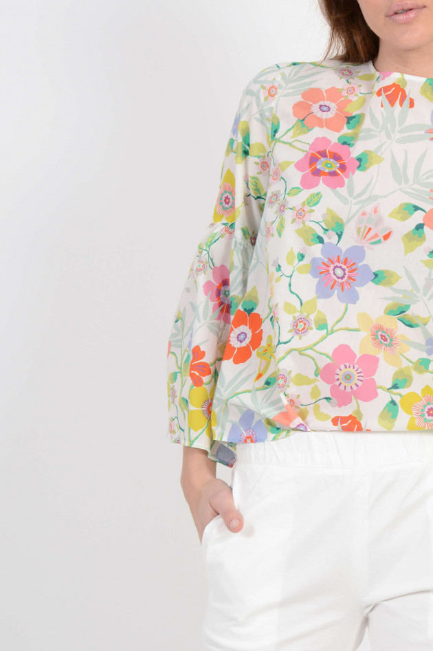 Robert Friedman Oversized Bluse Floral gemustert in Weiß