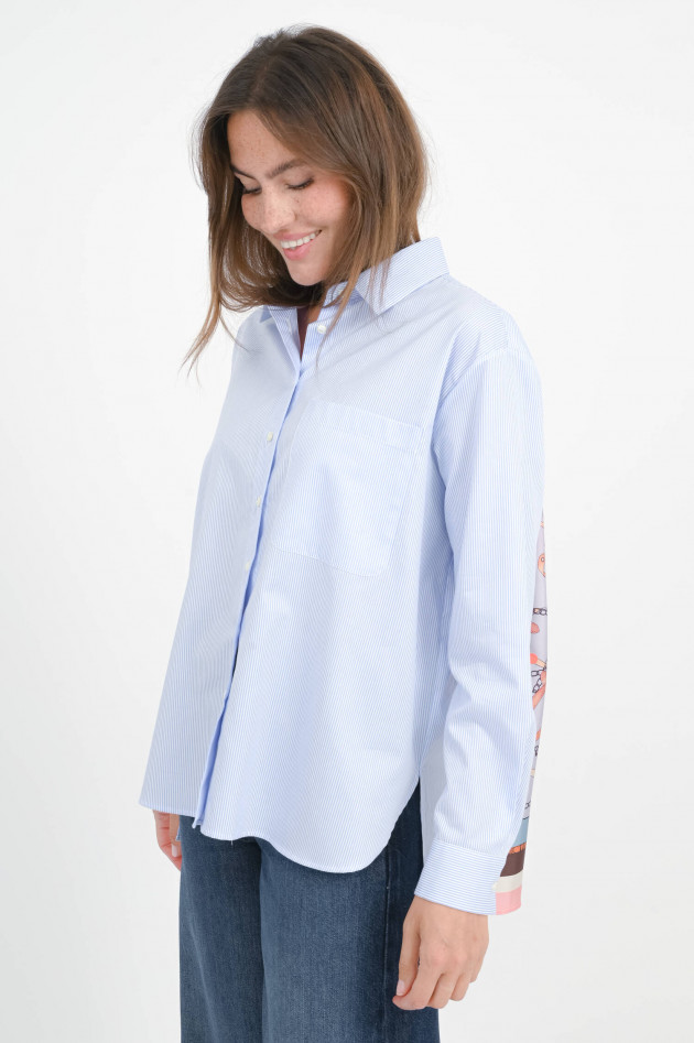 Robert Friedman Bluse SOPHIE mit Seideneinsatz in Blau/Weiß/Multi