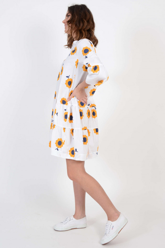 Robert Friedman Kleid mit Blumendruck in Weiß/Gelb