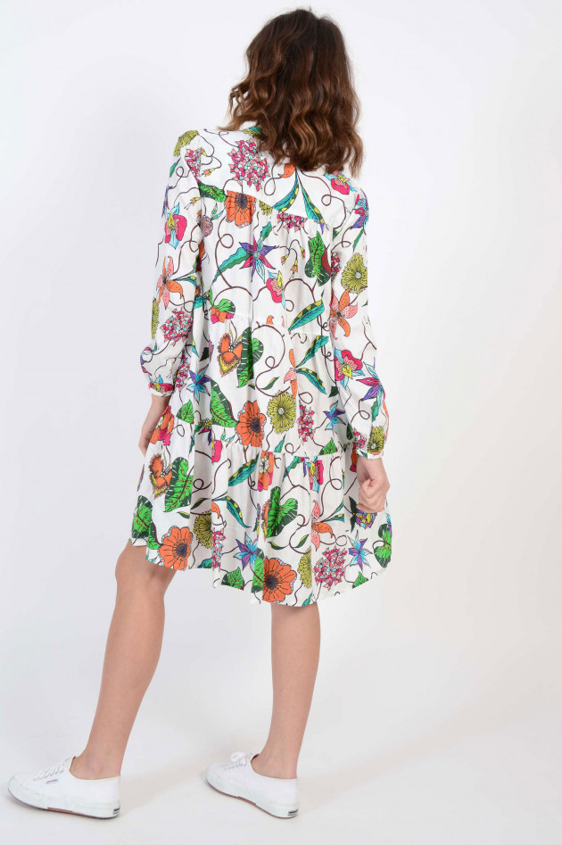 Robert Friedman Kleid aus Baumwolle mit floralem Muster in Weiß