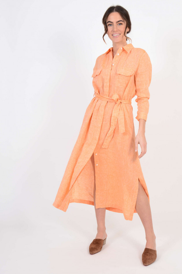 Robert Friedman Leinen Hemdblusenkleid in Orange