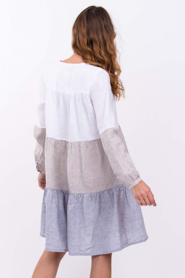Robert Friedman Volant-Leinenkleid ELVIRA in Weiss/Beige/Grau