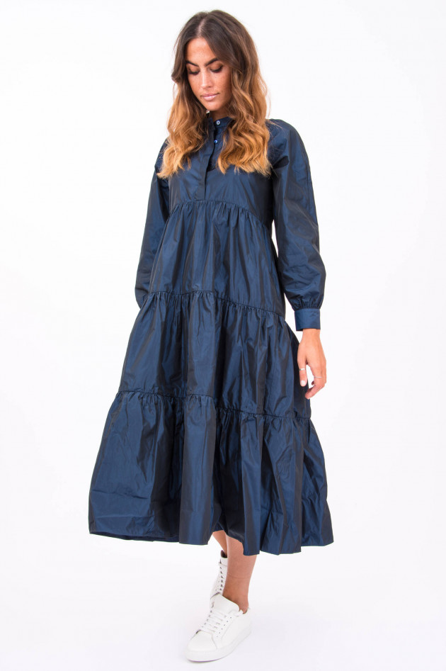 Robert Friedman Maxi-Kleid mit Fältchen in Navy