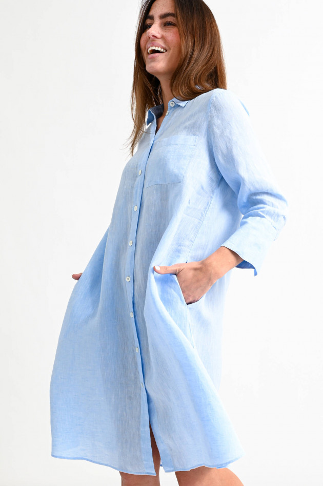 Robert Friedman Hemdblusenkleid aus Leinen in Hellblau