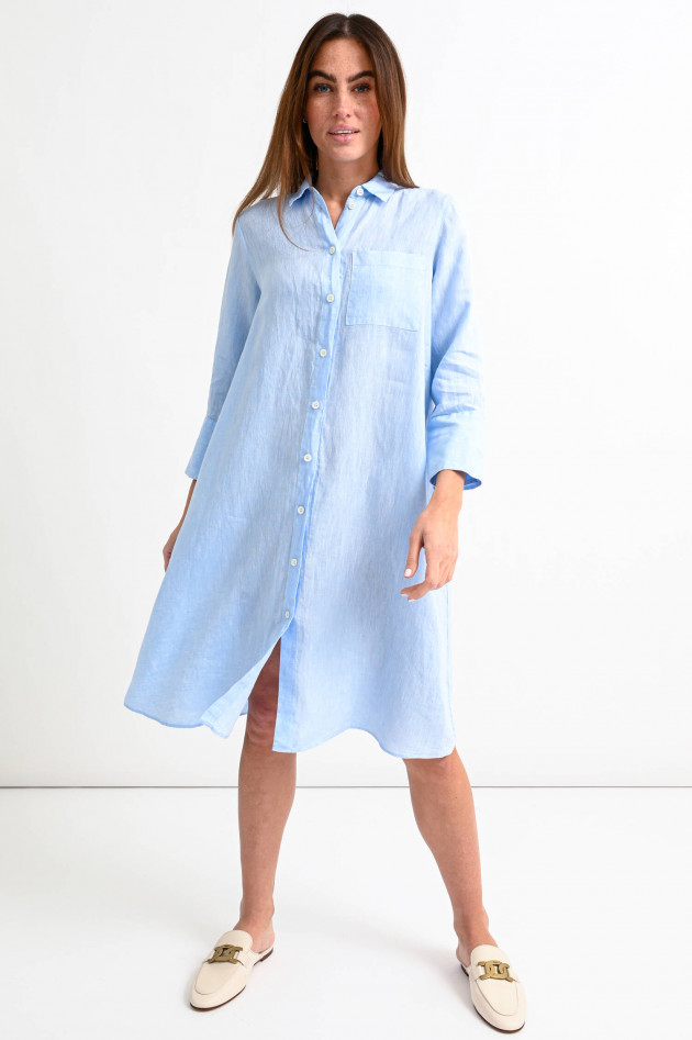 Robert Friedman Hemdblusenkleid aus Leinen in Hellblau