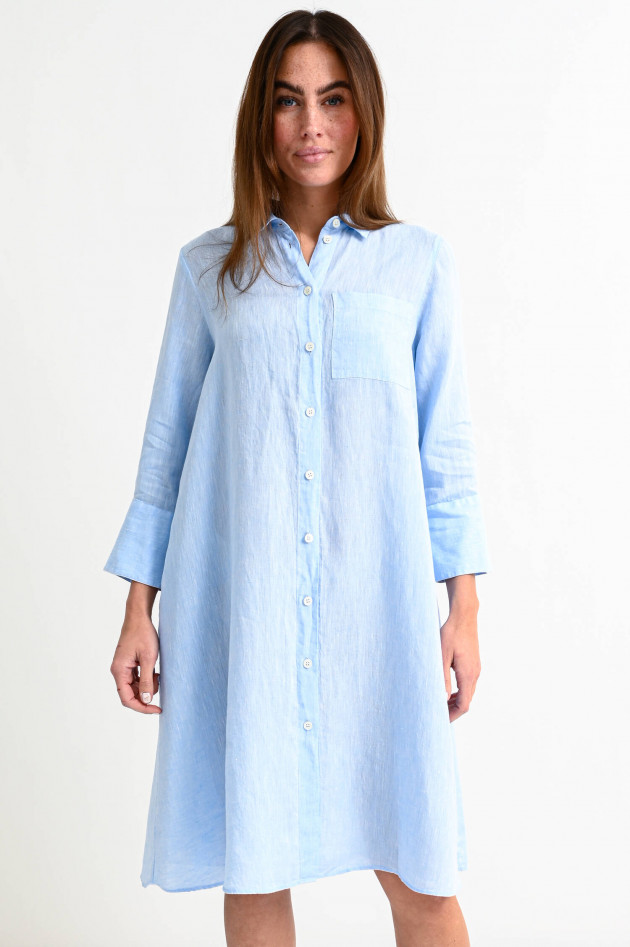 Robert Friedman Hemdblusenkleid aus Leinen in Hellblau