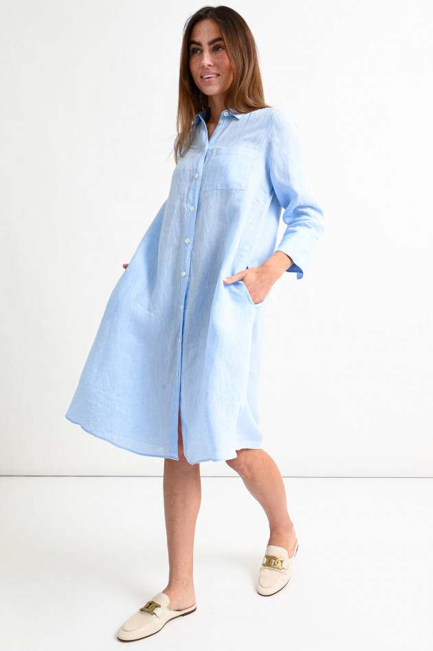 Robert Friedman Hemdblusenkleid aus Leinen in Hellblau