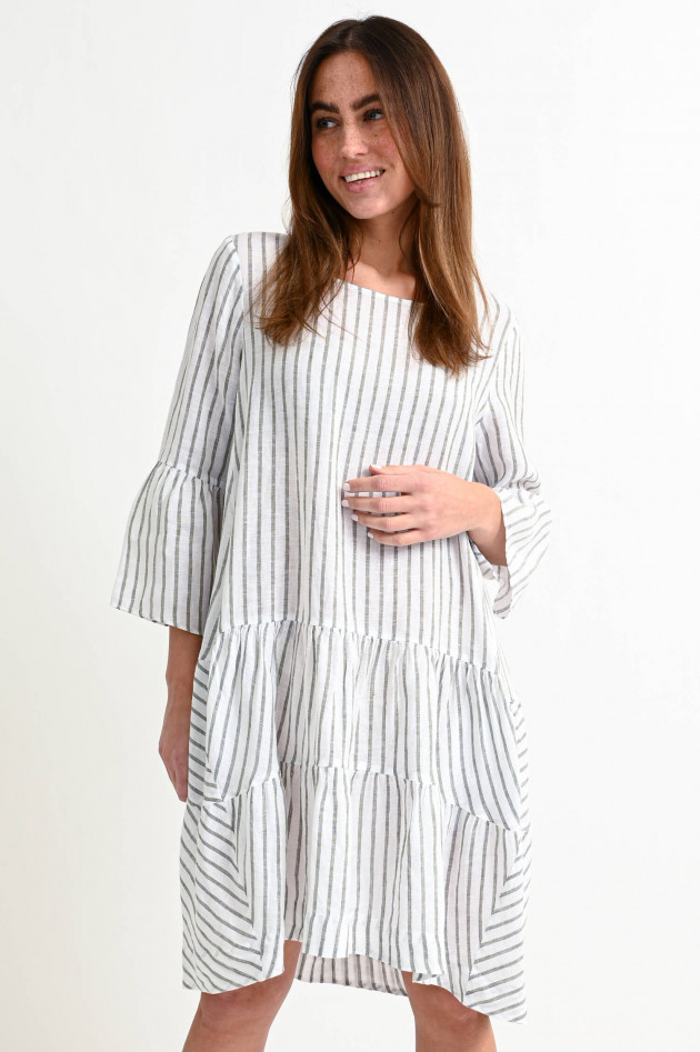 Robert Friedman Leinen Kleid STELLA in Weiß/Grün
