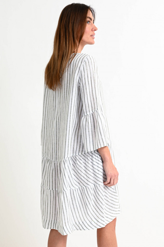 Robert Friedman Leinen Kleid STELLA in Weiß/Grün