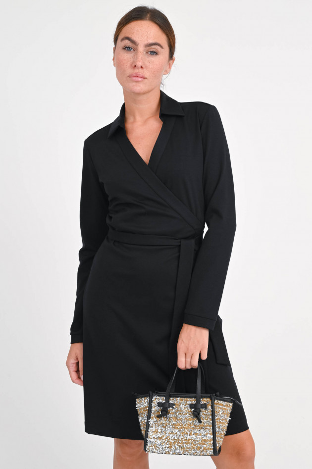 Robert Friedman Wickelkleid aus Viskose-Mix in Schwarz