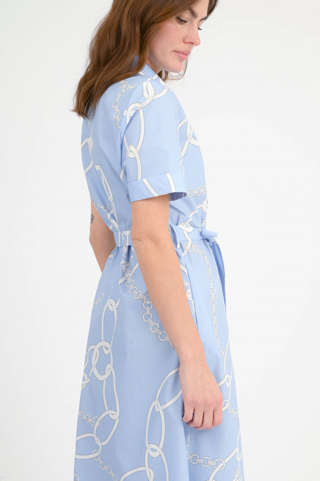 Robert Friedman Maxi-Hemdblusenkleid in Hellblau/Weiß gemustert