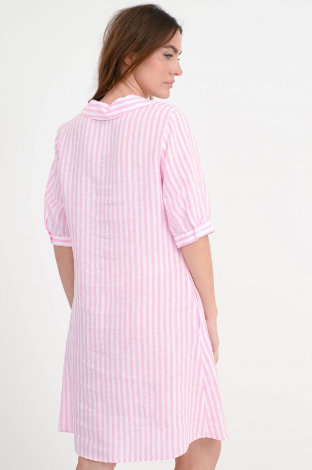 Robert Friedman Gestreiftes Midi-Leinenkleid in Rosa/Weiß