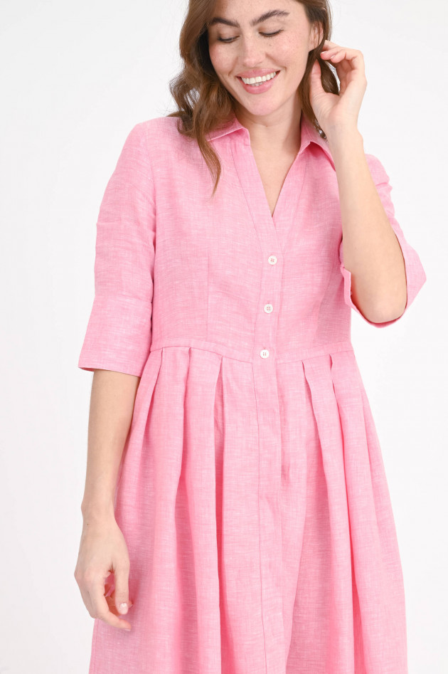 Robert Friedman Hemdblusenkleid mit Kellerfalten in Pink meliert