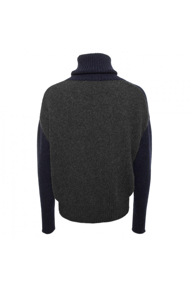 Roberto Collina Rollkragenpullover in Navy/Grau