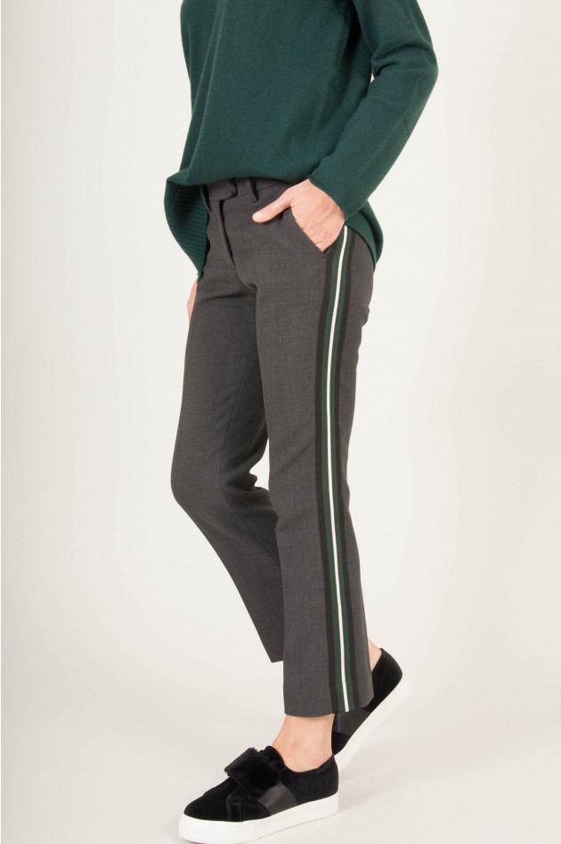Roqa Hose mit Seitenstreifen in Grau/Tanne