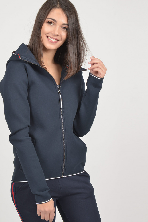 Roqa Sweatjacke in Neopren mit Galonstreifen in Navy