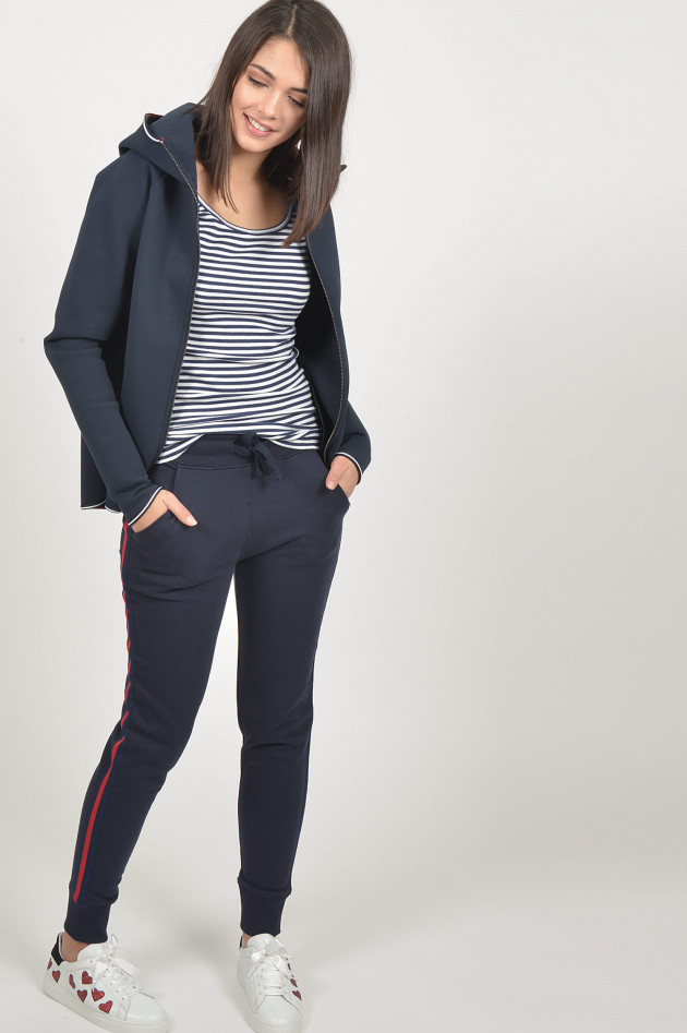 Roqa Sweatjacke in Neopren mit Galonstreifen in Navy