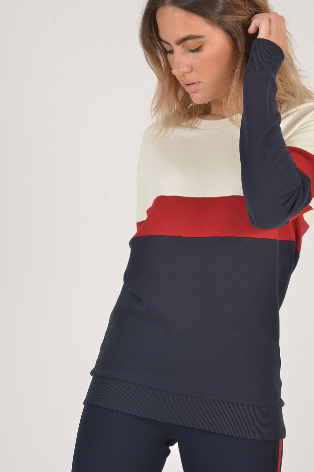 Roqa Sweater mit Streifen in Beige/Navy/Rot