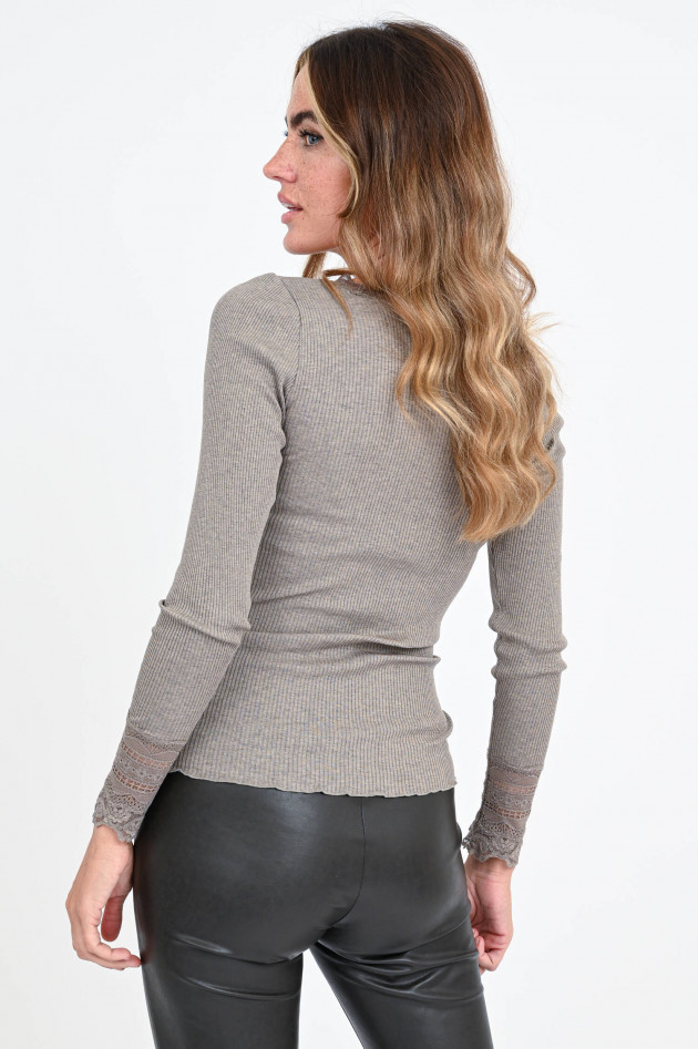 Rosemunde Rippstrick-Shirt BENITA mit Spitze in Taupe