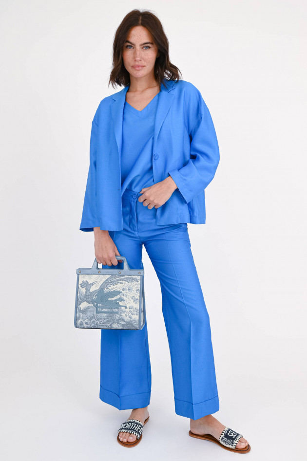 Rosso 35 Blazer aus Viskose-Seide-Mix in Bright Blue