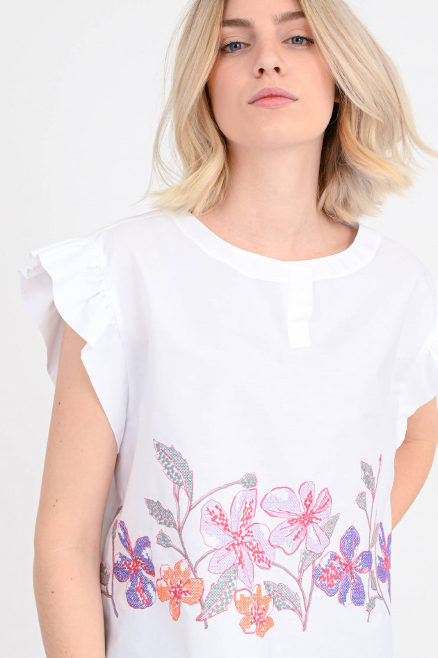 Rosso 35 Baumwollbluse mit Stickerei in Weiß