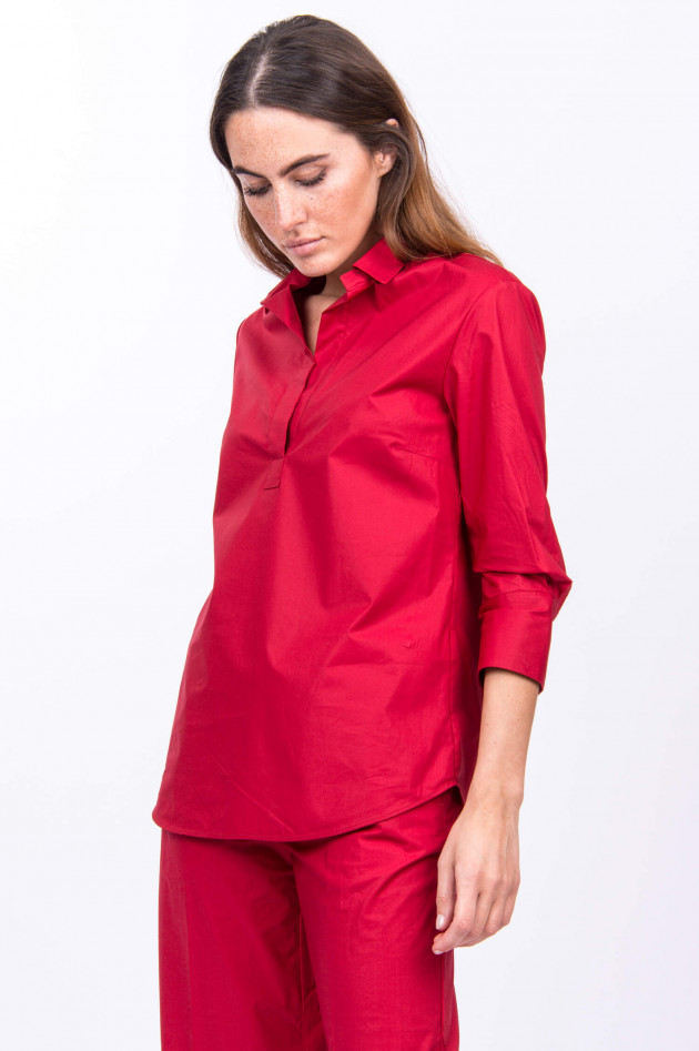 Rosso 35 Slip-On Bluse aus Baumwollstretch in Kirschrot