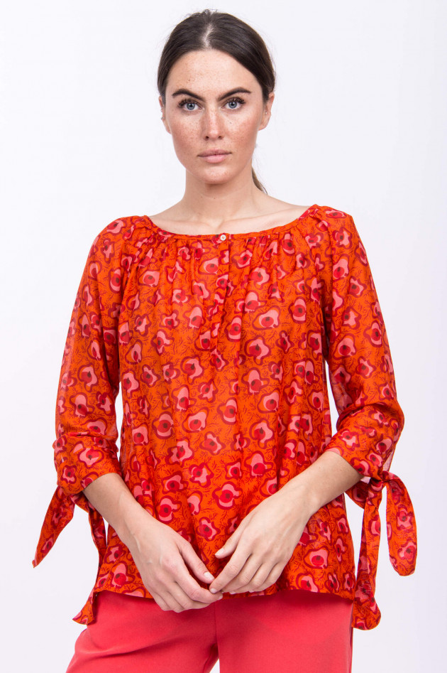 Rosso 35 Blusenshirt im floralen Design in Orange