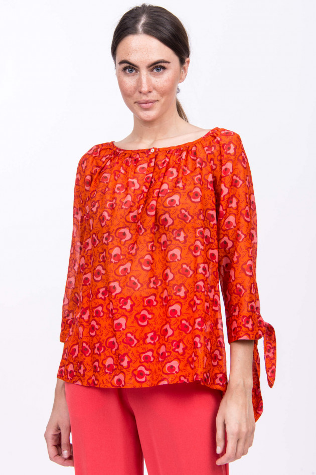 Rosso 35 Blusenshirt im floralen Design in Orange