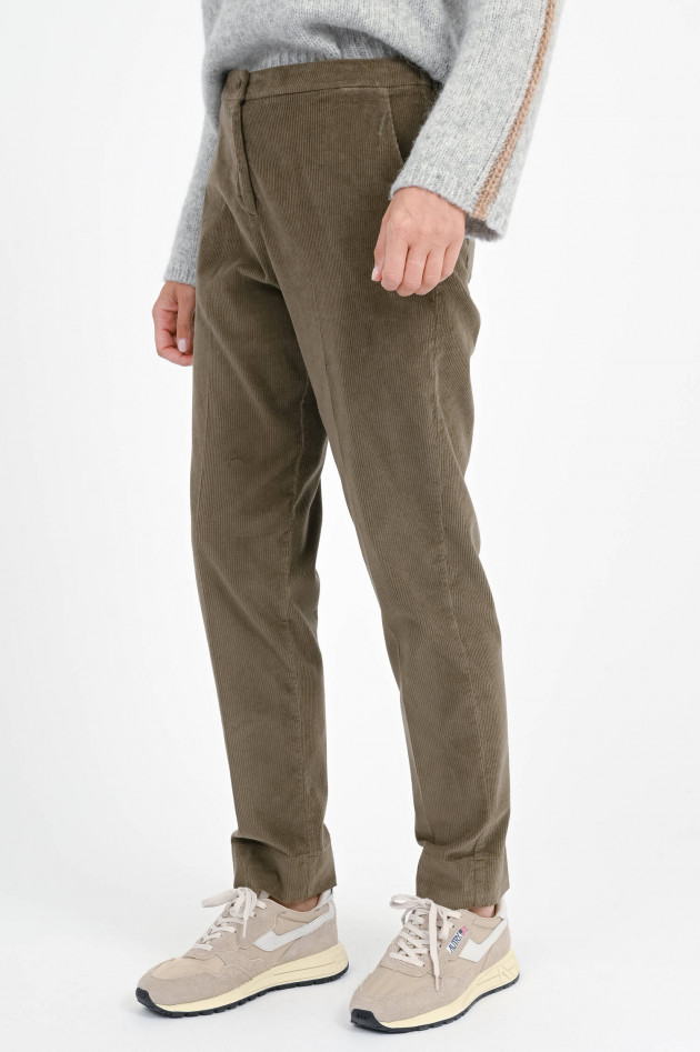 Rosso 35 Hose aus Baumwoll-Cord in Moss Green