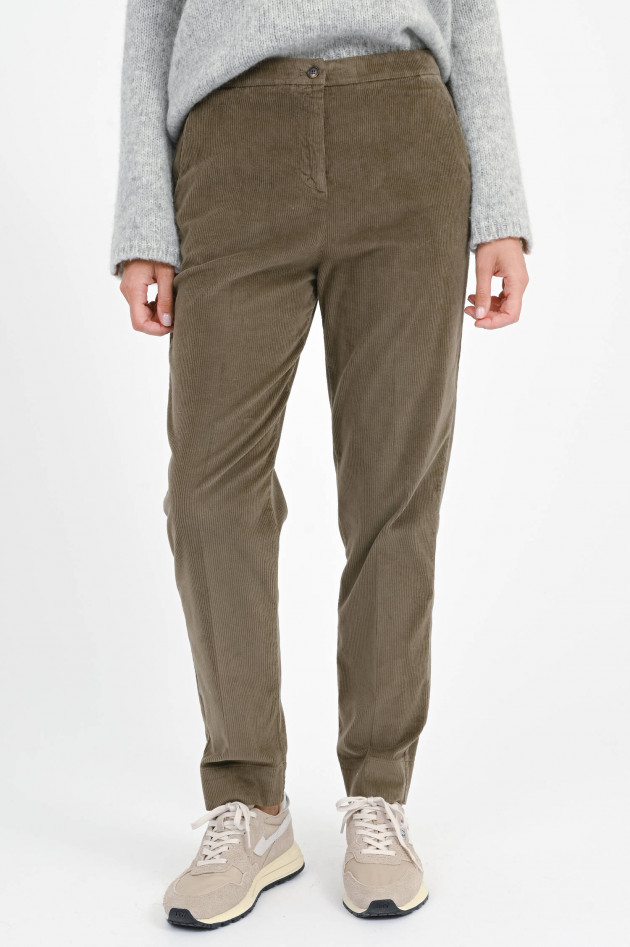 Rosso 35 Hose aus Baumwoll-Cord in Moss Green