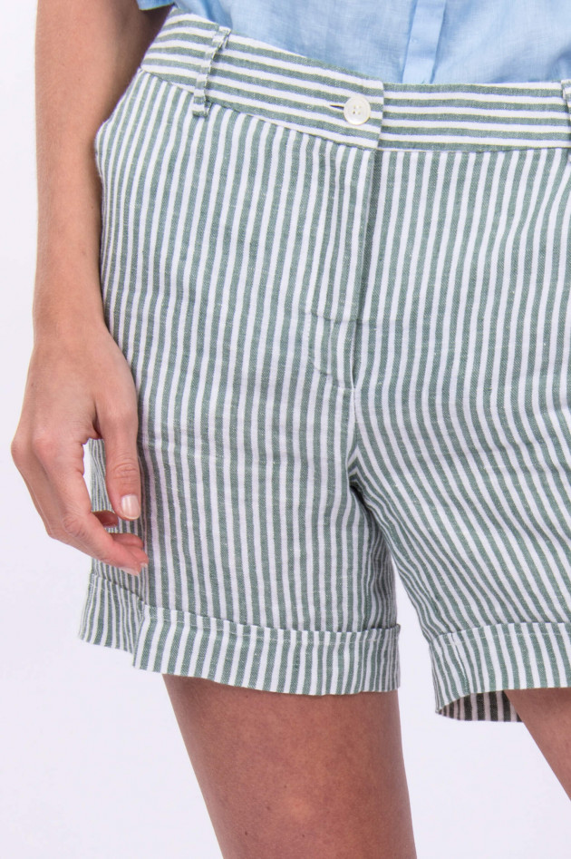 Rosso 35 Blazer & Shorts aus Leinen in Grün/Weiß gestreift