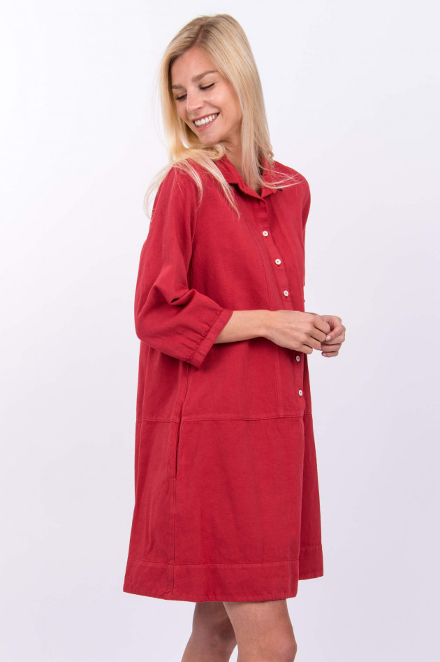 Rosso 35 Kleid mit grober Leinenstruktur in Rot