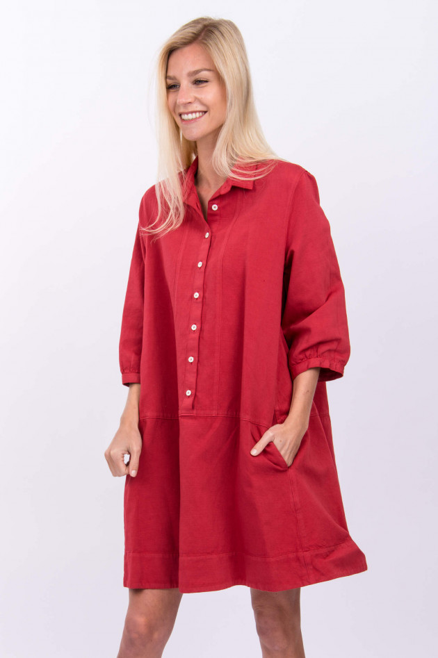 Rosso 35 Kleid mit grober Leinenstruktur in Rot