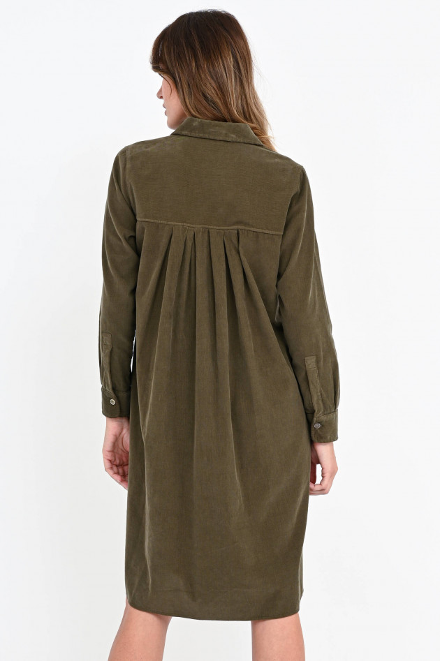Rosso 35 Feincord Blusenkleid in Oliv