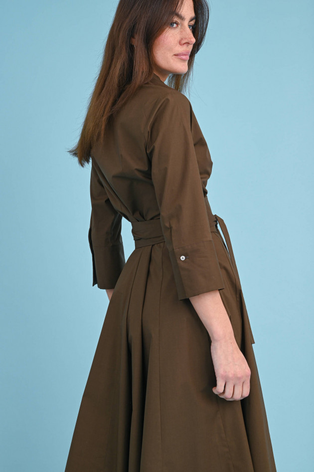 Rosso 35 Midi-Kleid mit Bindegürtel in Braun
