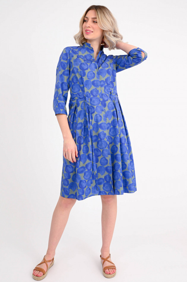 Rosso 35 Kleid mit Artistic Tulpen-Print in Blau/Oliv