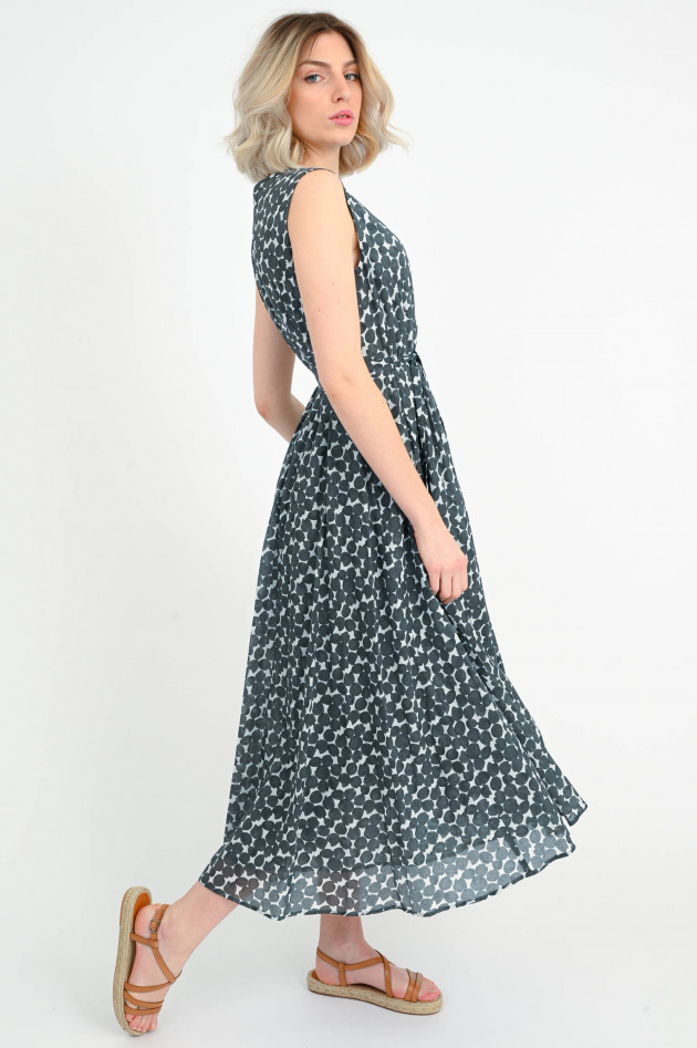 Rosso 35 Kleid mit artstic Tulpen-Print in Grün/Weiß