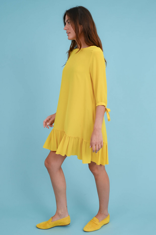 Rosso 35 Seidenkleid mit Volants in Gelb
