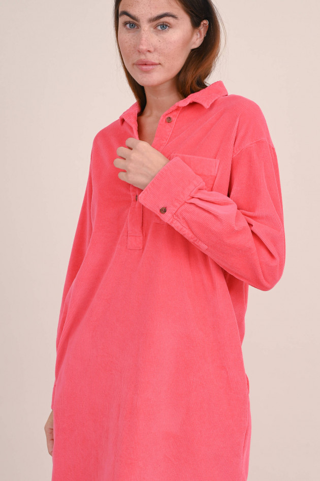 Rosso 35 Cord Hemdblusenkleid in Fuchsia